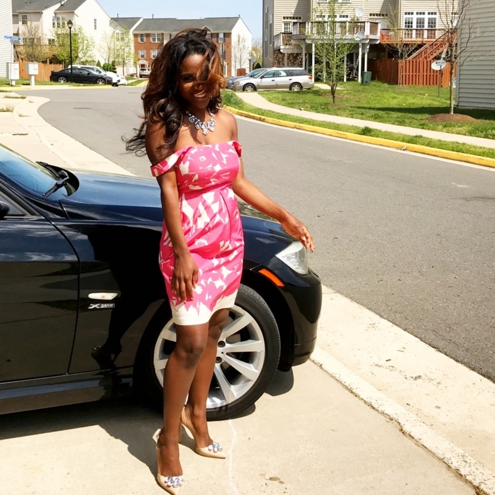 Pink Flower Cocktail Dress